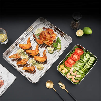 Pan Baking Tray Baking Tray Tray - Kitchen Storage 23x17x5cm 31x24x5cm Cooling Rack Cover Set Superior Mirror Finish