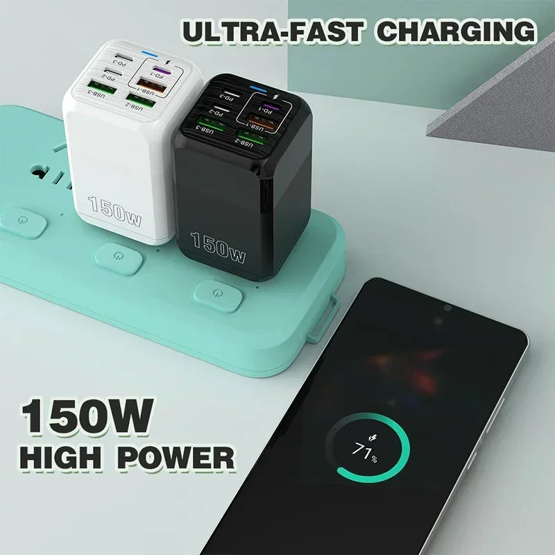 Xiaomi 150W Super Quick Charger 6 Ports PD QC 3.0 USB C Ultra High Speed Fast Charging For iPhone  Xiaomi Samsung Charger