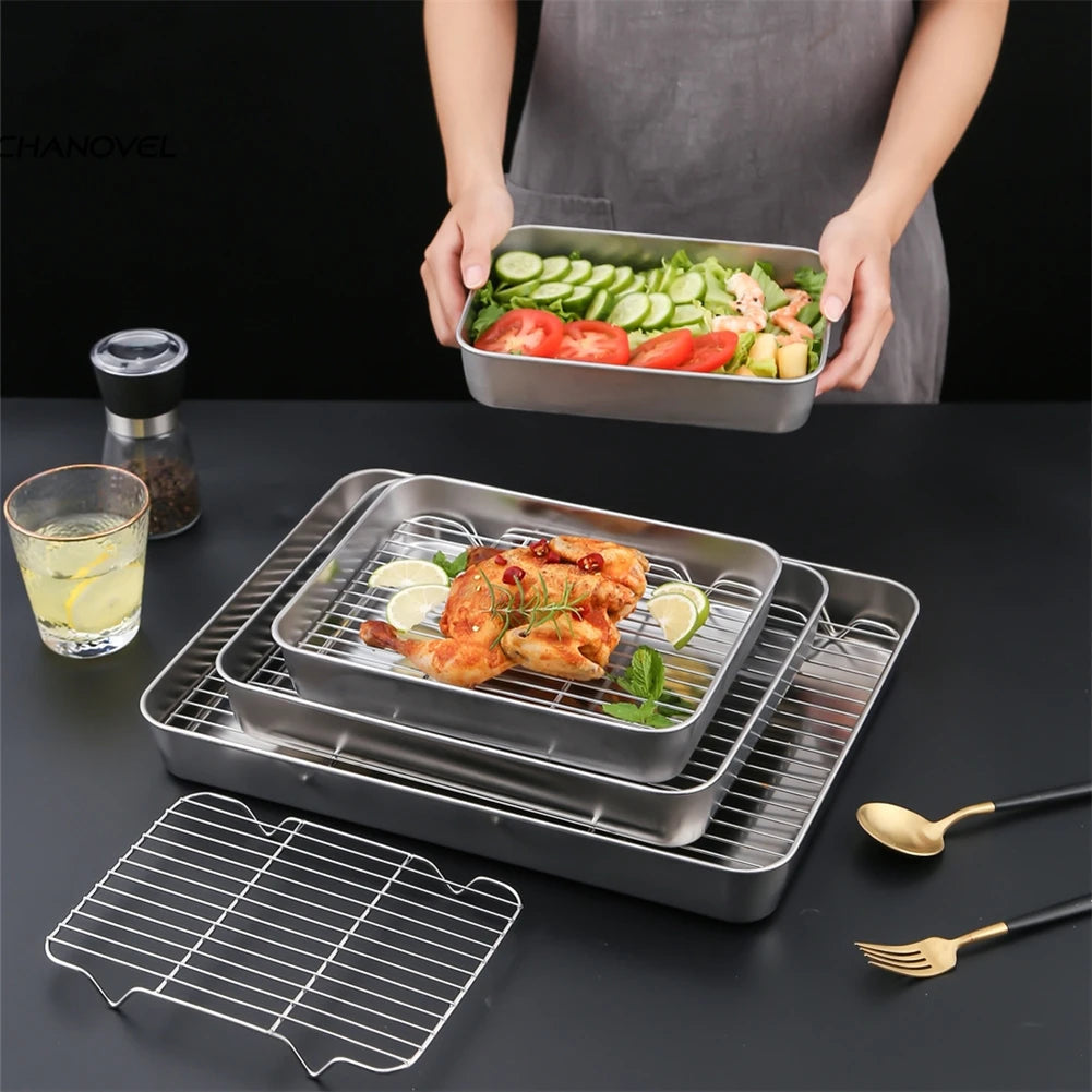 Pan Baking Tray Baking Tray Tray - Kitchen Storage 23x17x5cm 31x24x5cm Cooling Rack Cover Set Superior Mirror Finish