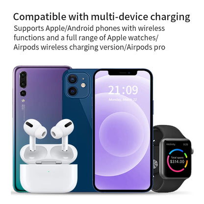 30W LED Fast Wireless Charger Stand 3 in 1 Foldable Charging Station For iPhone 15 14 13 12 11 Apple Watch 9 8 7 6 5 Airpods Pro